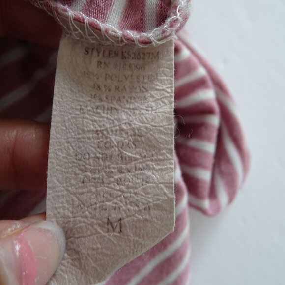 Cest La Vie Pink White Striped Cap Sleeve Top Women Size M Pullover - Picture 5 of 7